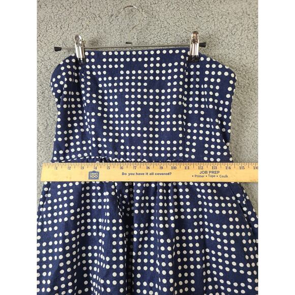 GAP Womens Blue White Strapless Polka Dots Linen Blend Dress Size 8 - Picture 8 of 8